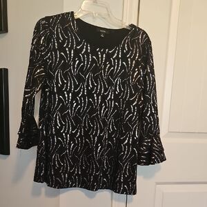 Alfani Black Blouse with Silver Pattern